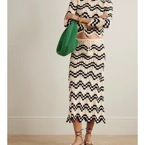 ESCVIDO Safi Scalloped Crocheted Cotton Midi Skirt